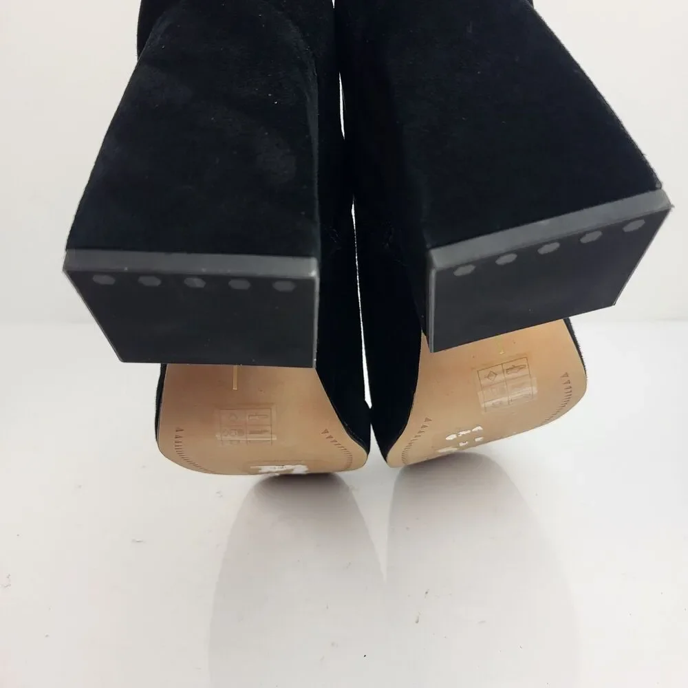 Dolce Vita Ankle Boots Womens Ulyses Black Suede Block Heel Zip Size 10